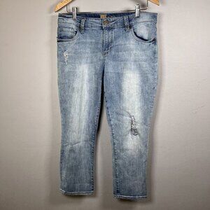 Kut From the Kloth Bardot Denim Crop Boyfriend Jeans Light Wash Women's Size 10